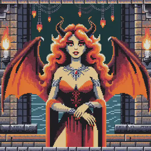 succubus in retro gaming inspired style