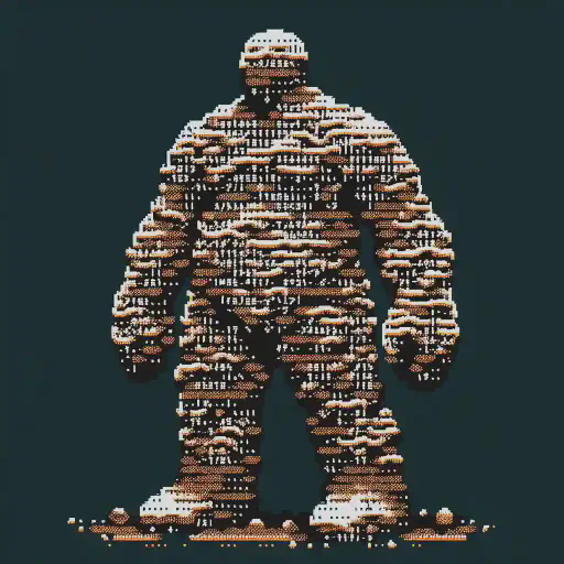 clay golem in retro gaming inspired style