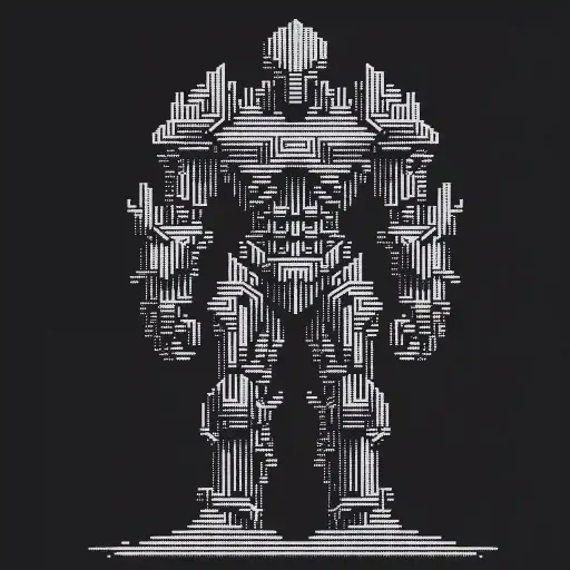 iron golem in retro gaming inspired style