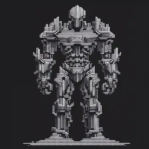 iron golem in retro gaming inspired style
