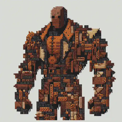 leather golem in retro gaming inspired style
