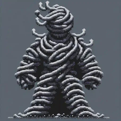 rope golem in retro gaming inspired style