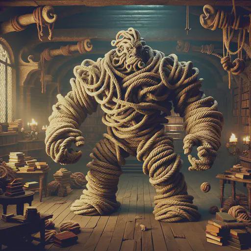 rope golem in fantasy movie style