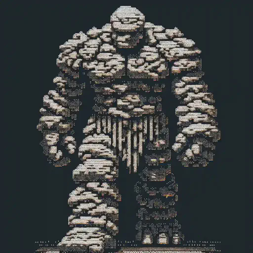 stone golem in retro gaming inspired style