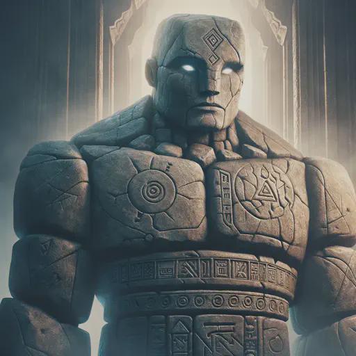 stone golem in fantasy movie style