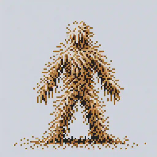 straw golem in retro gaming inspired style