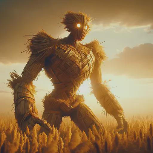 straw golem in fantasy movie style