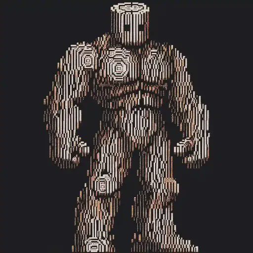 wood golem in retro gaming inspired style