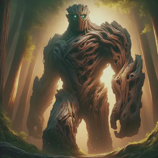 wood golem in fantasy movie style