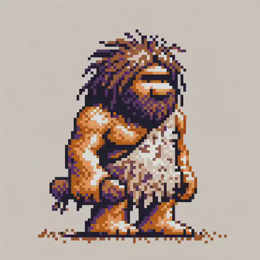 caveman in retro gaming inspired style