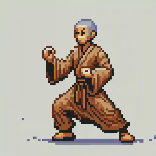 monk in retro gaming inspired style
