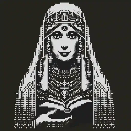 priestess in retro gaming inspired style