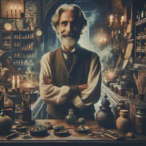 shopkeeper in fantasy movie style