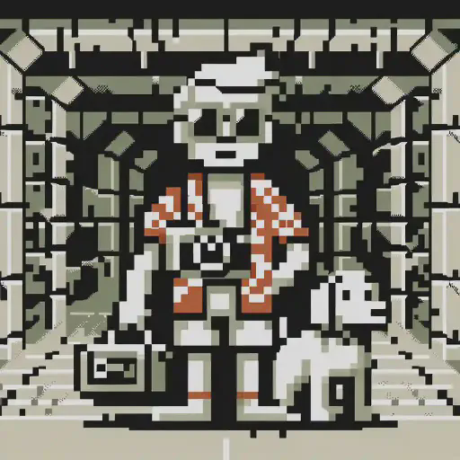 tourist in retro gaming inspired style