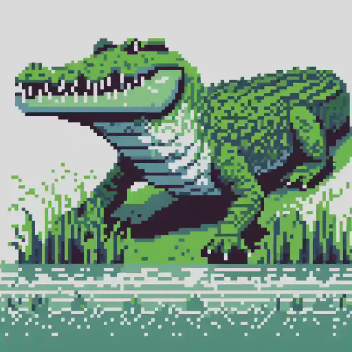 crocodile in retro gaming inspired style