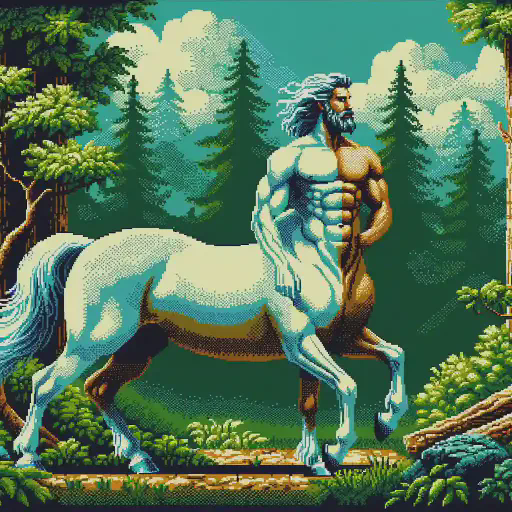 forest centaur in retro gaming inspired style