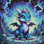 baby blue dragon in retro gaming inspired style