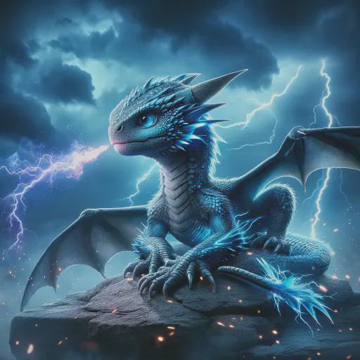 baby blue dragon in fantasy movie style