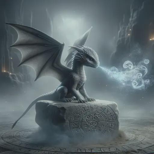 baby gray dragon in fantasy movie style