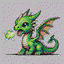 baby green dragon in retro gaming inspired style