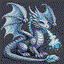 baby silver dragon in retro gaming inspired style