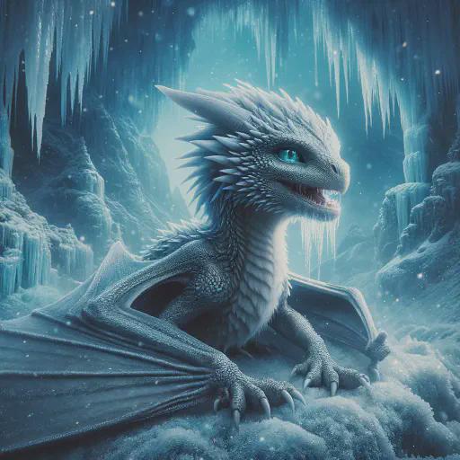 baby silver dragon in fantasy movie style