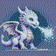 baby white dragon in retro gaming inspired style