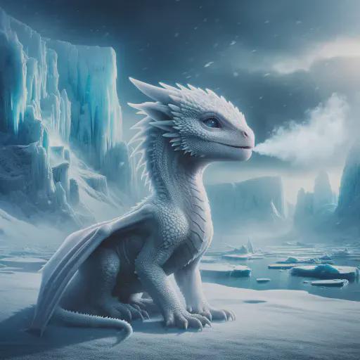 baby white dragon in fantasy movie style