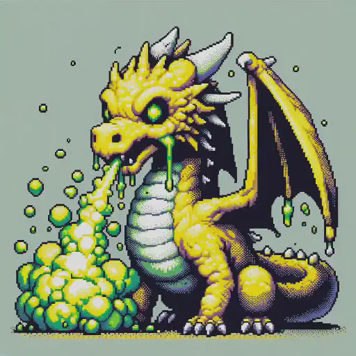 baby yellow dragon in retro gaming inspired style