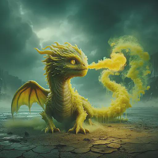 baby yellow dragon in fantasy movie style