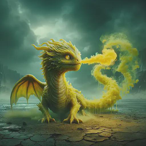 baby yellow dragon in fantasy movie style