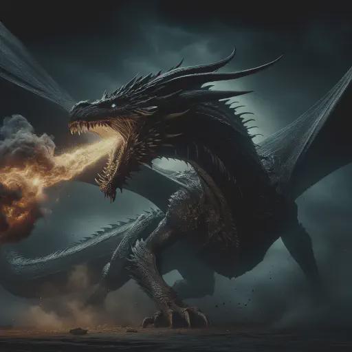 black dragon in fantasy movie style