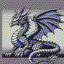 gray dragon in retro gaming inspired style