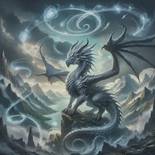 gray dragon in fantasy movie style