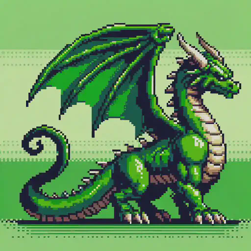 green dragon in retro gaming inspired style
