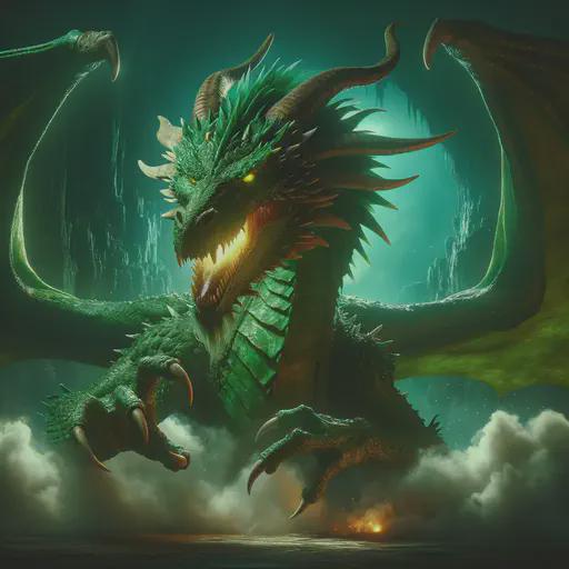 green dragon in fantasy movie style