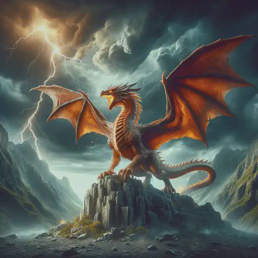 orange dragon in fantasy movie style