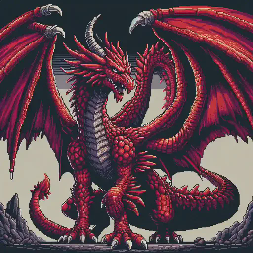 red dragon in retro gaming inspired style