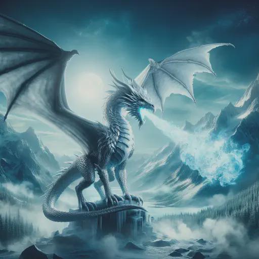 silver dragon in fantasy movie style