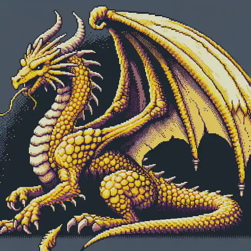 yellow dragon in retro gaming inspired style