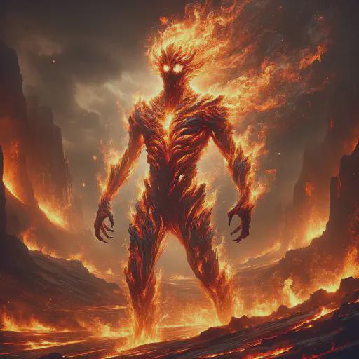 fire elemental in fantasy movie style