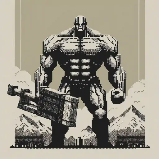 titan in retro gaming inspired style