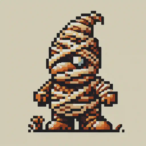 gnome mummy in retro gaming inspired style