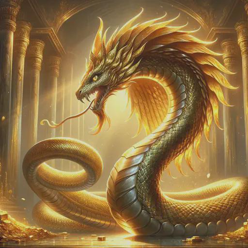 golden naga in fantasy movie style