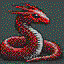 red naga hatchling in retro gaming inspired style