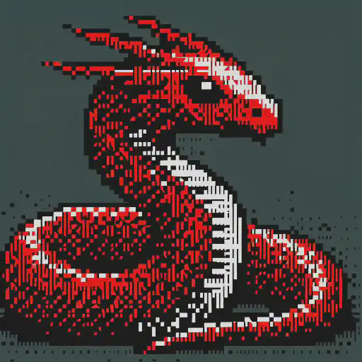 red naga hatchling in retro gaming inspired style