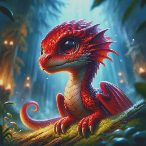 red naga hatchling in fantasy movie style