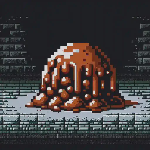 brown pudding in retro gaming inspired style