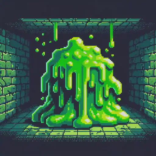 green slime in retro gaming inspired style