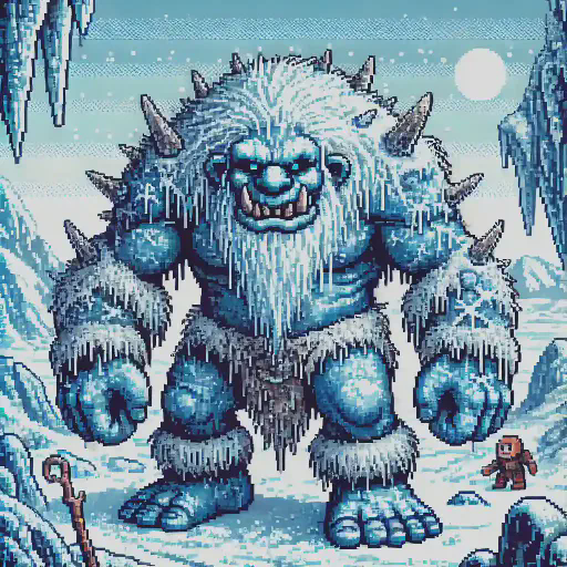 ice troll in retro gaming inspired style